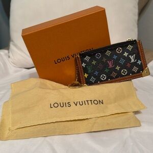 Vintage Louis Vuitton, black Murakami, coin / keychain with COA, Box, & Dust Bag